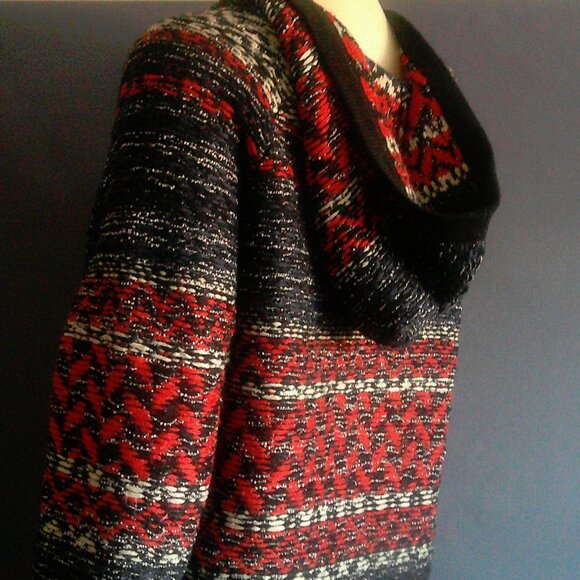 Miss Me Aztec Hooded Pocket Swing Cardigan Sweater Coat M - Picture 7 of 9